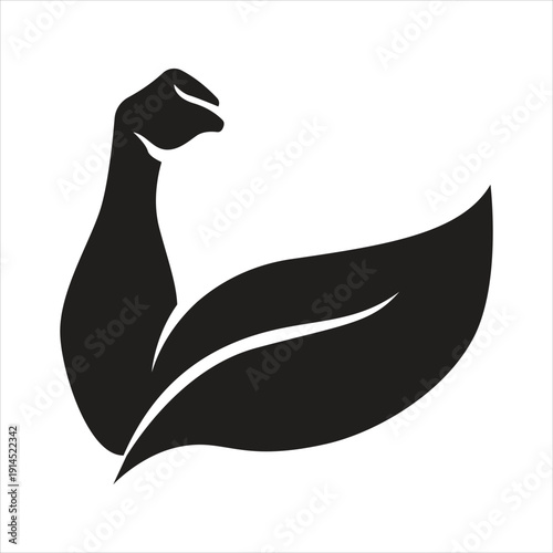 Muscular arm combined with organic leaf symbol Vector
