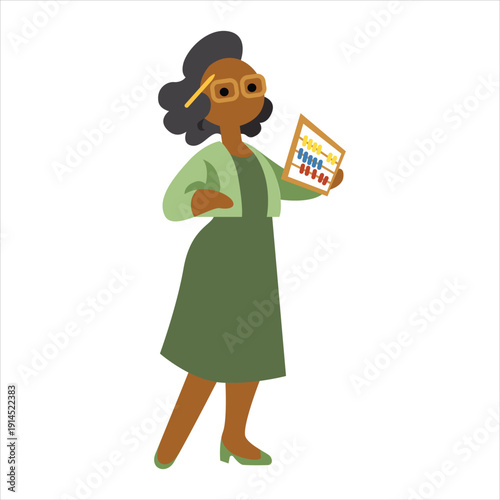 A cheerful educator holding an abacus Vector