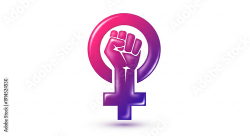 Female empowerment symbol with raised fist and gradient colors