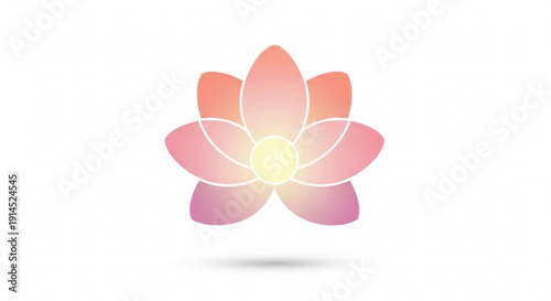 Pink lotus flower logo with white lines and gradient effect on white background
