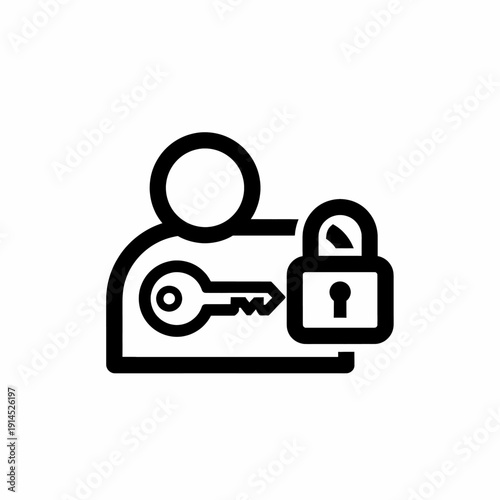 Silhouette of a person with a key and a padlock, representing security and access