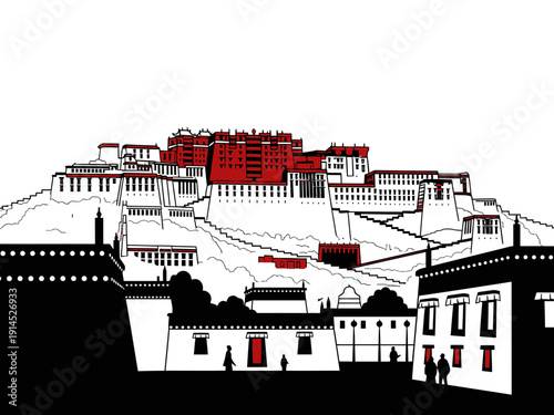  lhasa tibet Vector Illustration