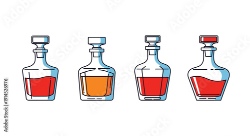 Glass Decanter Line modern colorful abstract illustration
