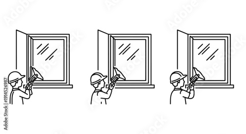 Glass Installation line art digital illustration abstract bright color