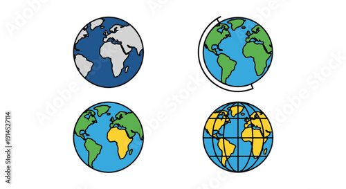 Globe Line art luxury color outline design modern smooth minimal illustration