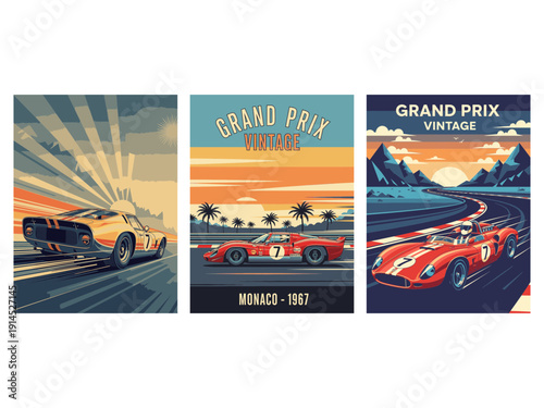 Retro racing car poster design