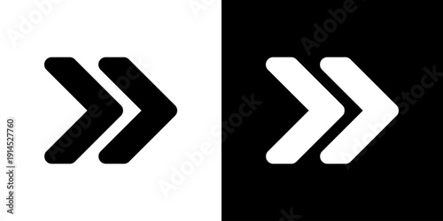 右向き二重矢印の進む・次へ操作アイコン（ベクター）