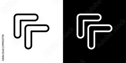 Back and zoom operation icon with double arrows to the upper left (vector)