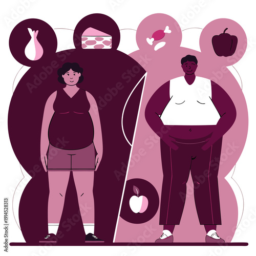 obesity-vs-healthy-lifestyle-chart-isolated-on-whi.eps