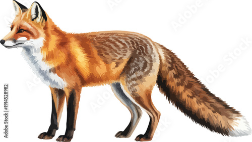 Hand Drawn Watercolor European Fox Realistic Wildlife Illustration