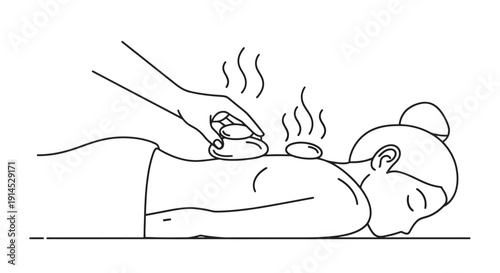 Hot Stone Massage Therapy Being Applied to a Persons Back.