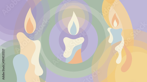 Vibrant abstract candles in soothing pastel colors for relaxation