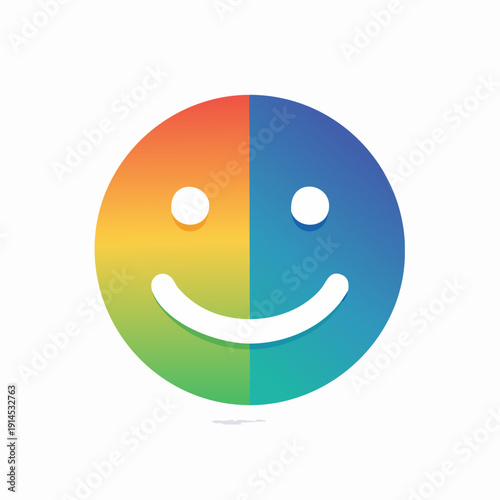 Colorful gradient smiley face icon on a white background.