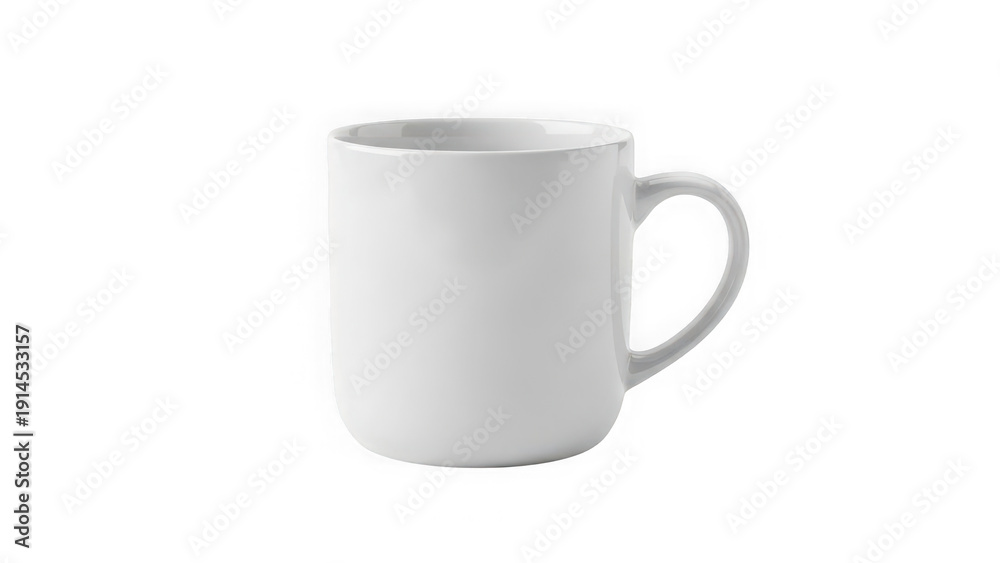 Fototapeta premium Simple white ceramic mug isolated on transparent background