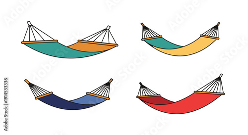 Hammock Line art vector set minimal digital color illustration