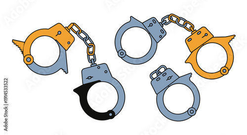 Handcuffs Line art dynamic modern style vector