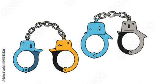 Handcuffs Line art colorful shape vector illustration