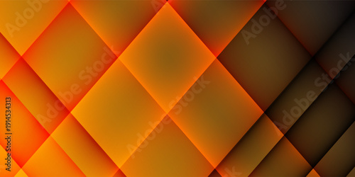 Abstract Geometric Background with Glowing Orange Diamond Shapes and Overlapping 3D Layers with Soft Shadows
