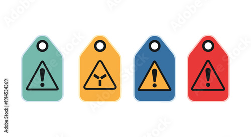 Hazard Tag Line art soft clean color vector