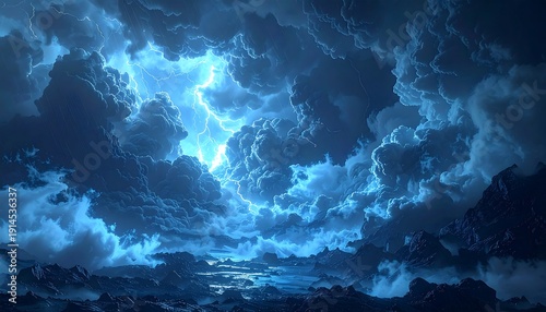 Wallpaper Mural A dramatic dark cloudy sky with lightning Torontodigital.ca