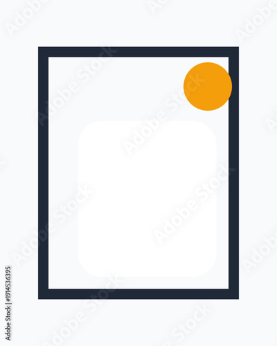 Minimalist illustration of a framed picture with a small orange dot in the corner