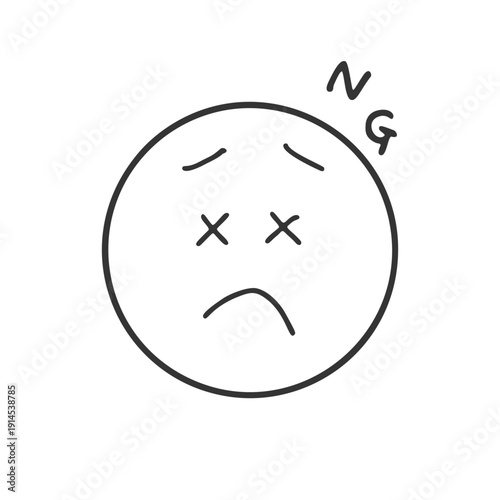 troubled and NG face icon　トラブルやNGを表すシンプルな困る顔の手書きアイコン