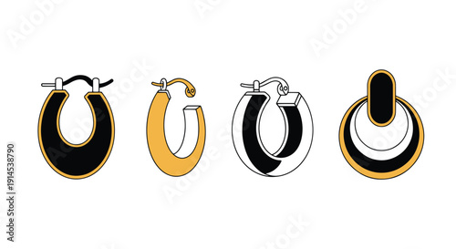 Hoop Earring Line art high quality dynamic abstract color vector