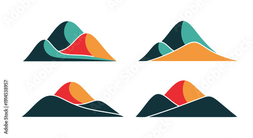 Hilltops Line art modern abstract vector