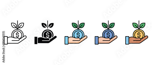 Investment icon set various collection element for design, including line, solid,