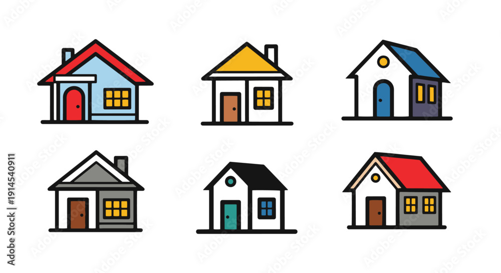 Fototapeta premium House Line art minimal modern color vector
