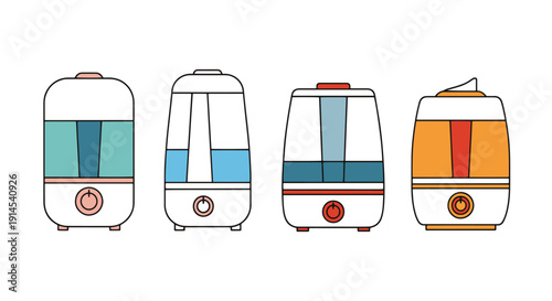 Humidifier Line art color outline design colorful illustration