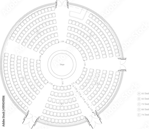 Large Circular Conference Hall Interior Design with Professional Stage Layout