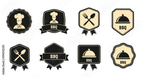 Vintage Restaurant Badge Logo Set Collection