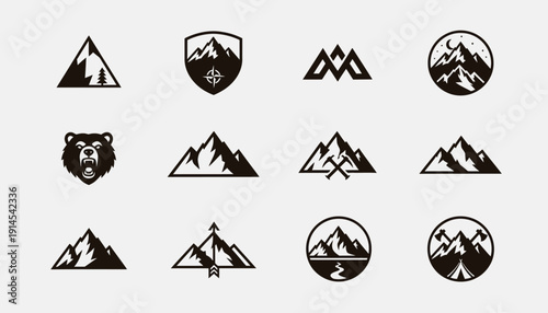 Minimal Outdoor Mountain Icon Collection