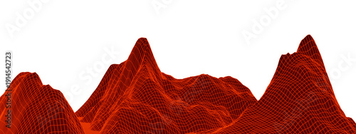 Panel kuchenny z motywem Red mountain wireframe . Grid terrain