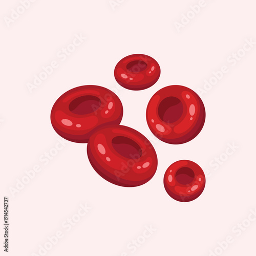 Detailed red blood cells illustration showing multiple erythrocytes isolated on a soft background for medical and healthcare education purposes.