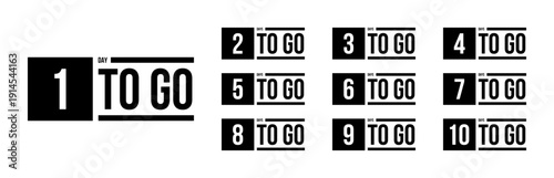 from 10 to 1 days left to go countdown set, announcement message or special offer banner collection