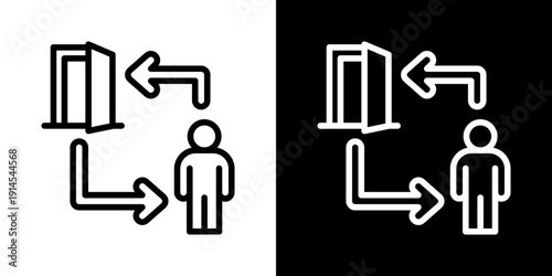 Leaves Icon Of Line Black And White Style Vector Illustrationn