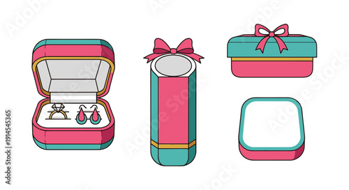 Jewelry Box Line art clean modern creative illustration