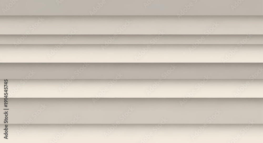 Fototapeta premium Close-up view of light-colored horizontal siding with a ribbed texture, creating a pattern of shadows and highlights on a building exterior.