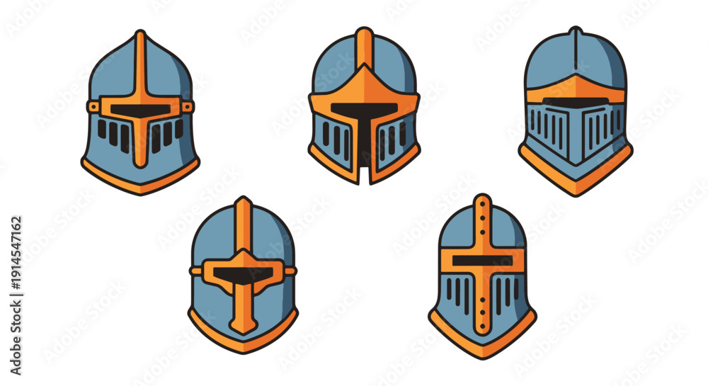 Fototapeta premium Knight Helmet Line dynamic creative tone vector