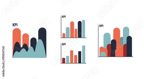 KPI Chart Line art colorful shape vector illustration