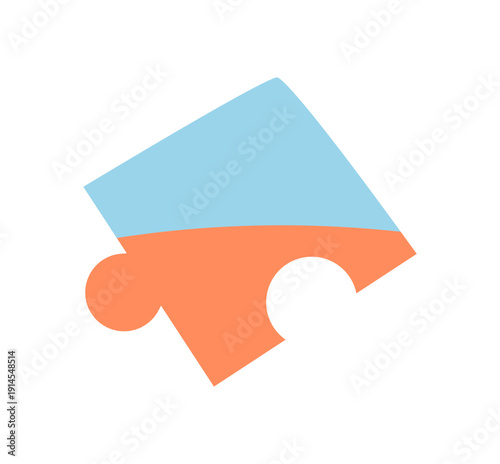 Flat jigsaw puzzle piece silhouette with smooth tile edges. Minimalist puzzle design for boardgame activities, toy play, or fun childhood games. Ideal for children entertainment, table recreation,