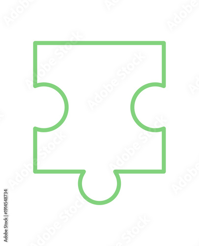 Flat silhouette of a jigsaw puzzle piece outline. The puzzle tile is a key toy for board play and games. Perfect for children activities, boardgame concepts, and playful design in minimalist style.