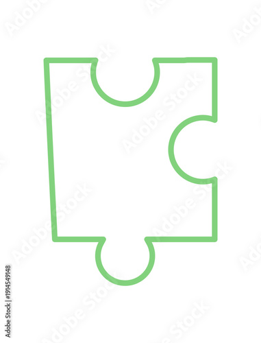 Flat silhouette jigsaw puzzle piece. Minimalist outline of a puzzle element. Fun toy or boardgame accessory, perfect for table hobbies, playful activities, or graphic concepts.