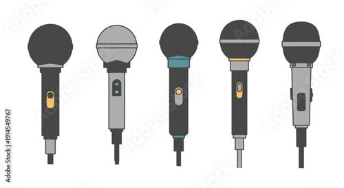 Lavalier Microphone flat style color illustration