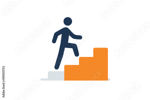 Career Growth and Success Stair Icon Illustration