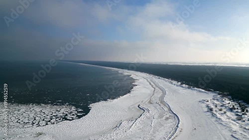 Wallpaper Mural Aerial View of Frozen Baltic Sea Coast at Vistula River Mouth in Winter Torontodigital.ca
