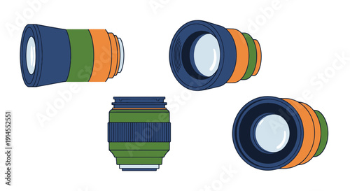 Macro Lens Line art creative bold style illustration