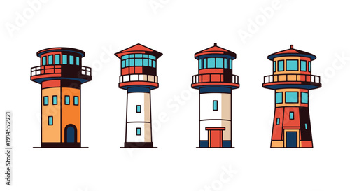Lookout Tower Line soft elegant color illustration